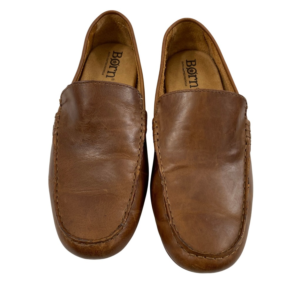 Born Brown Leather Slip‎ On Shoes Mens Size 10.5M Driving Moc Loafers - Picture 4 of 12